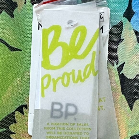 BP. NWT Floral Mesh Button Down Blouse Colorful Bright Tropical Women's S New - Picture 8 of 9